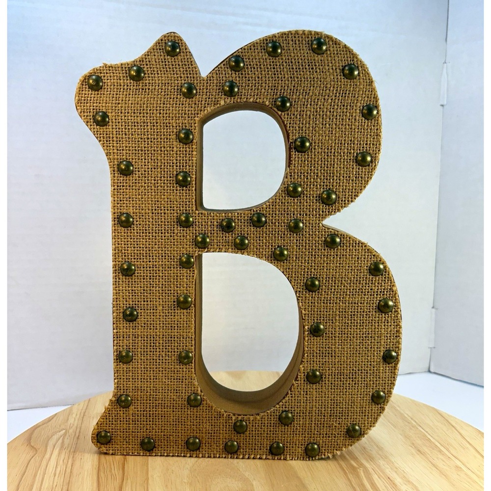 Hobby Lobby Home Accents Letter B Burlap Studded 8.78x11.53 Wall Decor Brown Tan